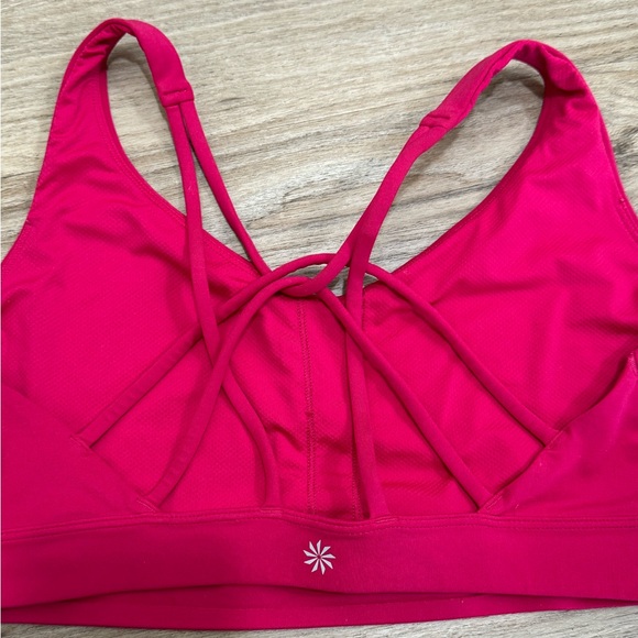 Athleta Sport Bra Solid  Crossed Straps On The Back Fuchsia - Picture 1 of 10